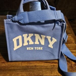 DKNY Light Blue Canvas Logo Crossbody